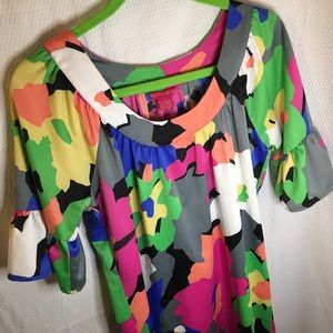Sunny Leigh | Women’s Retro Multicolored Mod Mini Dress
